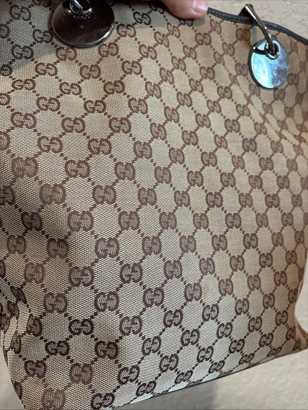 Gucci Beige/Brown GG Supreme Canvas Tote with Leather Straps - Picture 6 of 16
